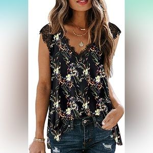 Lace a floral shirt NWT